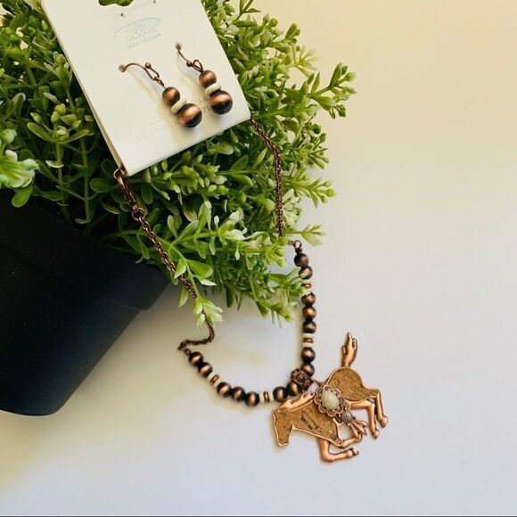 Cork Coppertone Howlite Hoese Navajo Statement Set - Picture 1 of 7